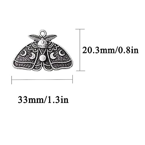 20pcs Moth Gothic Pendant, Moon Star Charm Witch Jewelry Vintage Alloy Animal Halloween Charm for Jewelry Making DIY Bracelet Necklace Earrings Crafts Bulk Jewelry Accessories