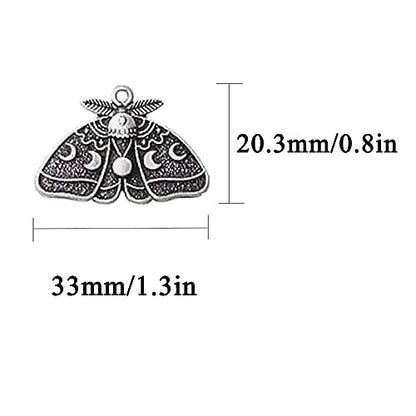 20pcs Moth Gothic Pendant, Moon Star Charm Witch Jewelry Vintage Alloy Animal Halloween Charm for Jewelry Making DIY Bracelet Necklace Earrings Crafts Bulk Jewelry Accessories