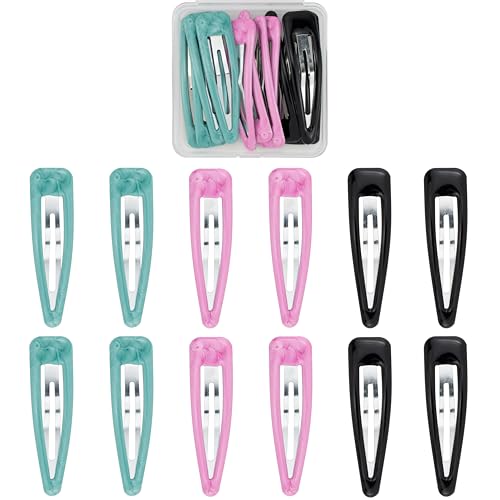 12 Pcs Snap Hair Clips for Women, No Slip Metal Hair Barrettes for Bangs, Small Snap Clips for Fine/Thin Hair, All Hair Types, Macaron Bright Color Set