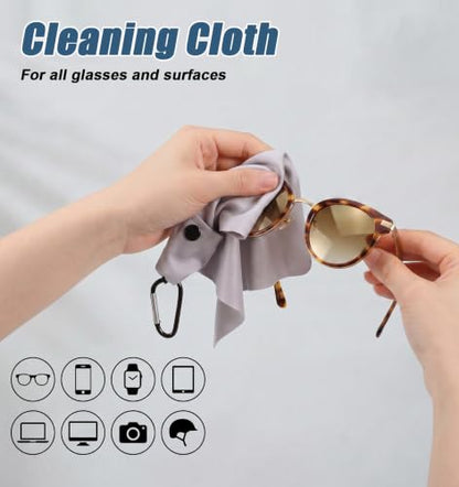 6 Pack Glasses Cleaning Cloth Keychain, Eye Glass Cloth Microfiber Reusable | Glasses Cleaner Cloth with Keychain & Pouch for Sunglasses, Jewelry, Phone