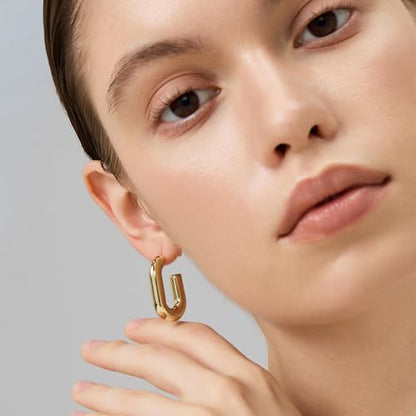 FRUMOS 18K Gold Plated Chunky Hoop Earrings for Women Fashion Thick Gold Hoops Set Jewelry for Birthday Christmas Gifts - color: Bold Lucky Hoops
