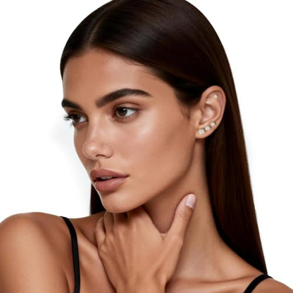 Gold Stud Earring Set for Women Men, Round CZ Earrings Hypoallergenic | 925 Silver Post , 4 Holes Small Studs Earrings Multiple Piercing Cartilage Tragus Trendy Post Cute Earrings Stacks Jewelry - color: 14k gold