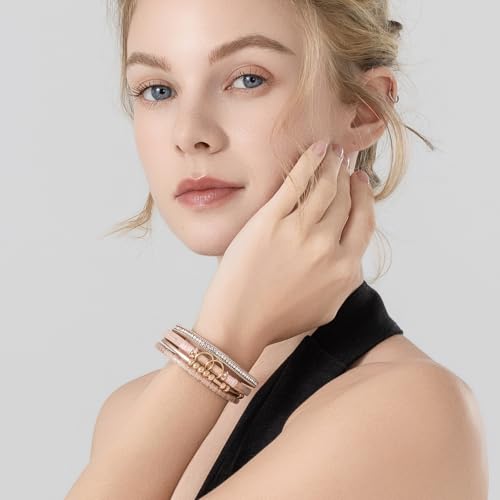 Chunky Boho Leather Wrap Bracelets Cowgirl Beaded Circle Western Jewelry | Stackable Infinity Layered Bohemian Magnetic Clasp Cuff Statement Fashion Colorful Country Hippie Outfits for Women Trendy - color: Shiny Pink