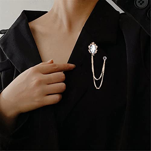 4PCS Gem Brooch Lapel Pin Chain for Men Retro Crystal Tassel Chain Brooch Pin Career Suit Tuxedo of Shirts Tie Hat Scarf Father's Day Gift - color: 4PCS Gem Brooch