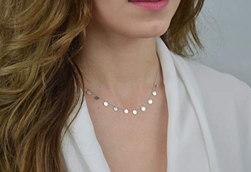 Aisansty Dainty Layered Choker Necklaces Handmade Coin Tube Star Pearl Pendant Multilayer Adjustable Layering Chain Gold Plated Necklaces Set for Women - color: Silver, style: Silver Coin Charms
