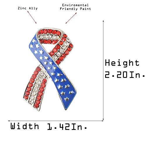 Premium Handmade Enamel Lapel Pin Brooch Badge - color: American Flag Ribbon, size: 1 Pin