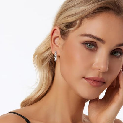 Hoop Earrings for Women, 14K Gold Sterling Silver Chunky Twisted Hoops Earring Hypoallergenic Ear Jewelry - color: Silver-30mm