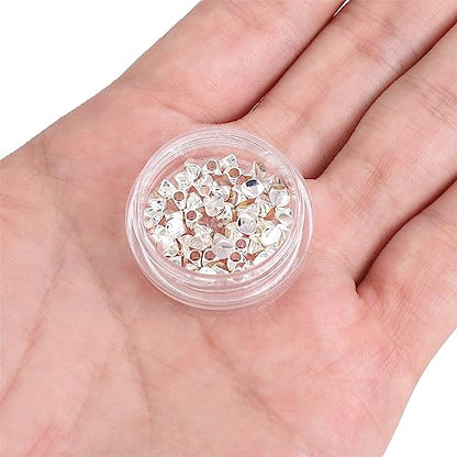 Silver Plated Twisted Spacer Beads 3x3mm 50pcs for Jewelry Making Findings Non Tarnish - color: Silver, size: 3x3mm Twisted