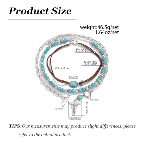 HUASAI Boho Necklaces for Women Dainty Layered Choker Necklace Bohemian Turquoise Necklace Statement Jewelry Western Cowgirl Country Concert Outfits Accessories - color: A-Boho