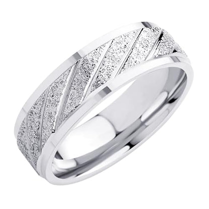 555Jewelry 4mm Sandblast Stainless Steel CZ Wedding Band Ring for Women & Men - color: Silver Style 9