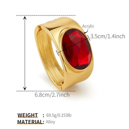 YBMYCM Gold Chunky Bangle Bracelets with Acrylic Inlay for Women Trendy Wide Chunky Cuff Bracelets Hammered Irregular Wrist Cuff Wrap Bracelet - style: Gold red