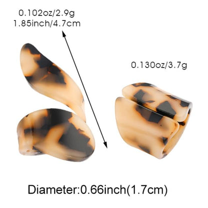 XAM Acrylic Tortoiseshell Pattern Rings - Geometric Irregular Caramel Color Open-Back Statement Elegant Jewelry - color: D