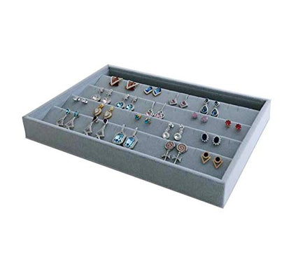 Premium Quality Grey Velvet Stackable Organizer Tray Earrings Jewelry Storage Store Home Organization Closet Drawer Inserts Dividers - size: Stud Earrings