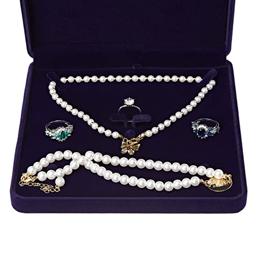 LETURE Velvet Jewelry Set Box, Velvet Gift Box for Bracelet Necklace Earring Ring (Blue) - color: Blue