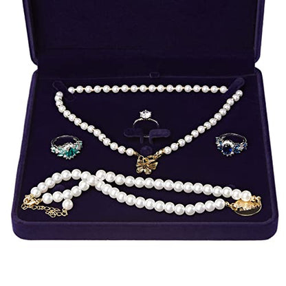 LETURE Velvet Jewelry Set Box, Velvet Gift Box for Bracelet Necklace Earring Ring (Blue) - color: Blue