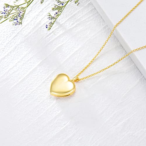 SOULMEET 10K 14K 18K Solid White Gold/Silver Minimalist Style/Infinity Sunflower Heart/Oval Locket Necklace That Holds 1 or 2 Pictures Personalized Photo Locket Necklace Letters Engraving - style: A1-gold plated locket only