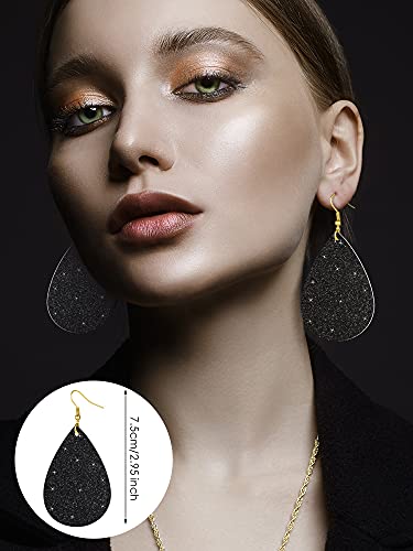 Hicarer 4 Pcs Jewelry Sets for Women Glitter Necklace and Earring Set Multi Layer Bracelet Costume Jewelry Sets for Bridal Shower Wedding - color: Black