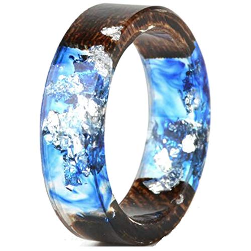 Jude Jewelers 8mm Transparent Acrylic Resin Wood Ocean Style Wedding Band Anniversary Ring - color: Blue