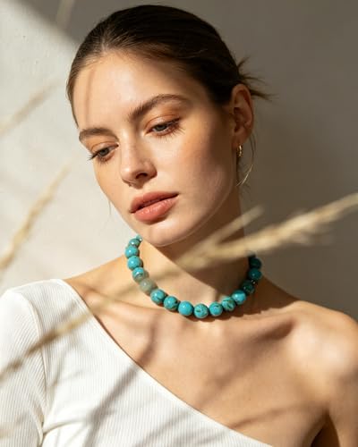 Colorful Chunky Beaded Necklaces for Women Trendy Large Bead Statement Necklace Boho Resin Bead Choker Summer Beach Jewelry Gifts Accessories - color: Turquoise
