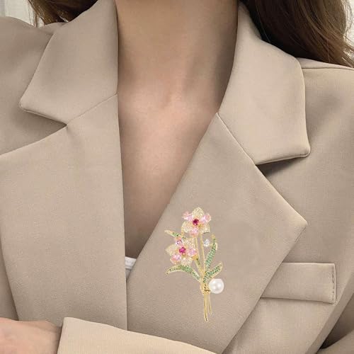 Anmpab Rhinestone Rose Flower Brooch for Women Sparkling Crystal Floral Broach for Blazer Dress Jacket Coat Lapel Wedding Prom Accessory