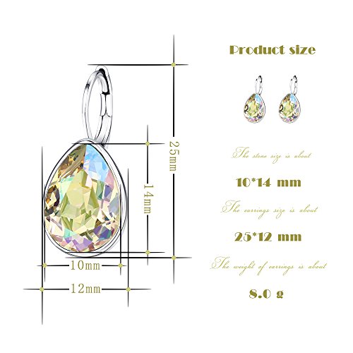 Xuping Jewelry Huggies Crystal Teardrop Earrings for Women Clear Crystals Leverback Silver Earring Fashion Party Jewelry Gifts - color: Apple Green