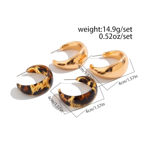 Chunky Hoop Earrings for Women Thick Open Resin Hoops Earrings Fashion Jewelry for Women - style: Style-A