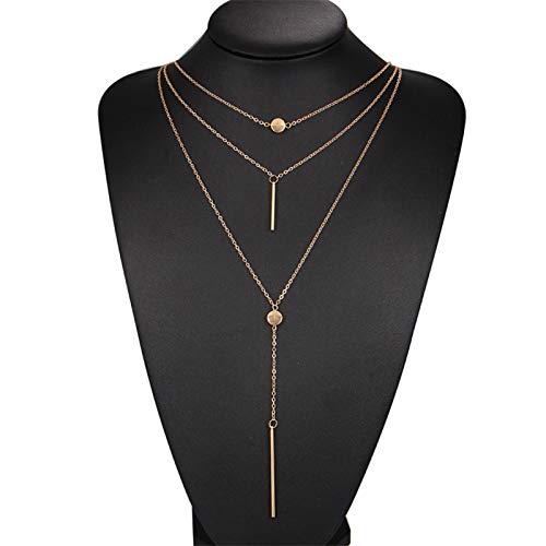 Necklace for Women,Multi Layers Bar Tassel Chain Dangle Charm Pendant Women Boho Necklace Jewelry - color: Silver