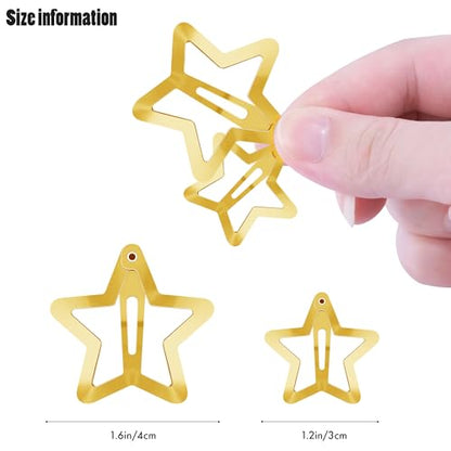 Star Hair Clips 2000s Y2K Gold Star Hair Accessories Snap Hair Barrettes Non Slip Metal Hair Clips for Girls Women -30 PCS 1.18", 1.57" - color: 30 P - 1.18",1.57"-gold
