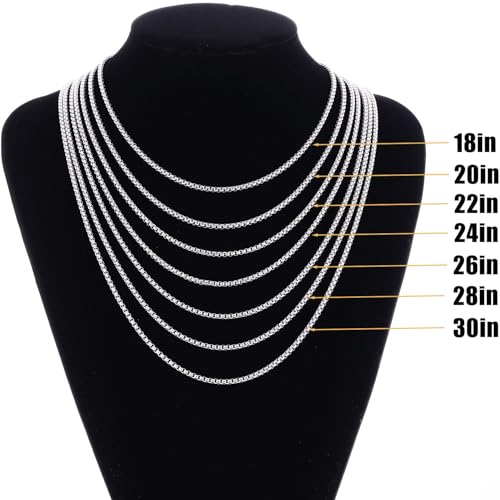 Fiusem Pendant Necklace for Men, Stainless Steel Bar Chain | Silver Tone/14k Gold Plated/Black Mens Pendant Necklaces with 2.5mm Box Chain, Jewelry Gifts 18-28 Inch - color: silver, size: 20 Inches, style: Clasp Rectangle