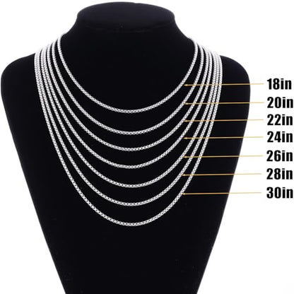 Fiusem Pendant Necklace for Men, Stainless Steel Bar Chain | Silver Tone/14k Gold Plated/Black Mens Pendant Necklaces with 2.5mm Box Chain, Jewelry Gifts 18-28 Inch - color: silver, size: 20 Inches, style: Clasp Rectangle