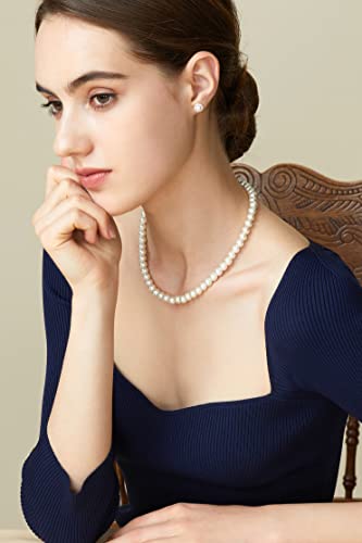 BABEYOND Round Imitation Pearl Necklace Wedding Pearl Necklace for Brides - color: White, size: 8mm