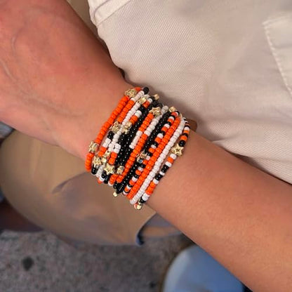 Ardorchid Halloween Bracelets for Women Pumpkin Ghost Steleton Bat Skull Beaded Stackable Stretchy Bracelet Rugby Thanksgiving Christmas Heishi Bracelets - color: Halloween Bracelet -7