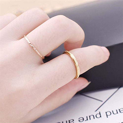Women's Stainless Steel 2mm Thin Stacking Midi Rings Silver Rose Gold Sand Blast Finish Engagement Wedding Bands Size 3 to 10 - color: Gold