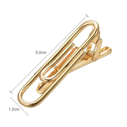 Yoursfs Personalized Stationery Series Tie Clips For Men Novelty Ruler/Pen Tie Clips Unique 18K Gold Plated/Silver Stainless Steel Tie Clip Jewelry For Father Husband Suitable For Daily - style: Gold paperclip tie clip