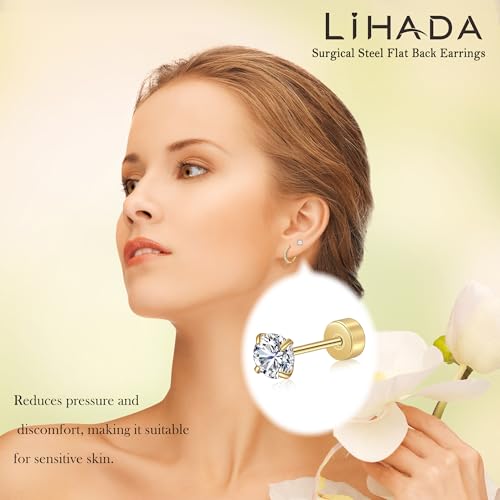 Surgical Steel Small Gold Huggie Hoop Earrings for Women Hypoallergenic - color: D-14k Gold Plated