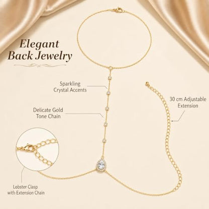Back Necklace for Backless Dress Rhinestone Body Chain Jewelry for Women Backdrop Necklace Bridal Dress Crystal Wedding Jewelry Gift - color: A2:rhinestone-beaded