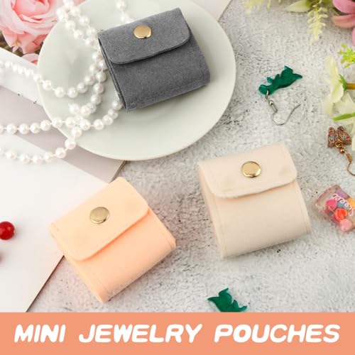 3Pcs Mini Travel Jewelry Bag with Buckle, Portable Multifunctional Mini Travel Organizer Case, Foldable Jewelry Roll for Rings, Necklaces, Bracelets, Earrings(3 Colors)