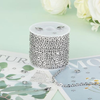 KYUNHOO 5M Flower Circle Chain Roll Silver Jewelry Chains for Necklace DIY | 304 Stainless Steel Chains Bulk Embossed Cable Link Sunflower Chain for Crafts Making - color: Oval Silver