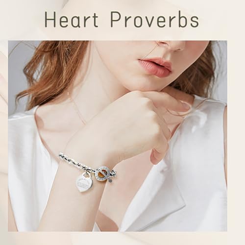 Charm Bracelet for Women 18k Gold/Silver/Rose Gold Plated Love Heart Elegant OT Clasp Stainless Steel Green Bag Packaging Jewelry Gift Birthday - color: Silver, size: 8 inch