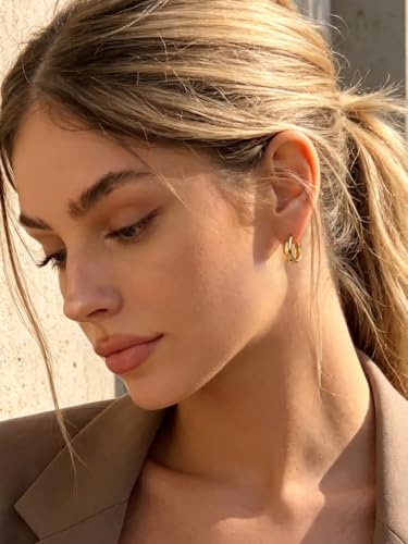 Bestyle Gold Huggies Earrings for Women Hypoallergenic 925 Sterling Silver Post Huggie Hoop Earrings Thick Lightweight Small Hoop Earrings 8/10/12/14mm - color: Gold, size: 12mm