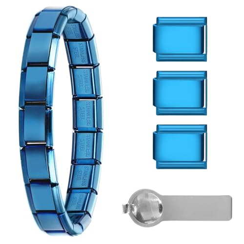 papasgix Italian Charm Bracelets, 9mm Italian Charm Bracelet Links | 9mm Stainless Steel Italian Charms, Detachable Personalized - color: Blue