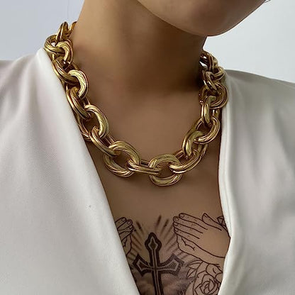 CSIYANJRY99 Chunky Gold Necklaces for Women,Multilayer Punk 80s Hip Hop Necklace,Layered Cuban Link Chain Statement Necklace 90s Freaknik Outfit Accessories for Women - color: Gold Chunky