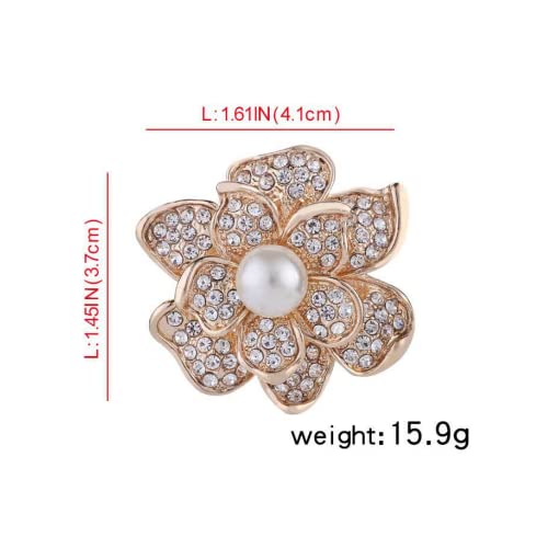 COLORFUL BLING Elegant Imitation Pearl Floral Crystal Brooch Pin for Wedding Bridal Fashion Jewelry - color: C style