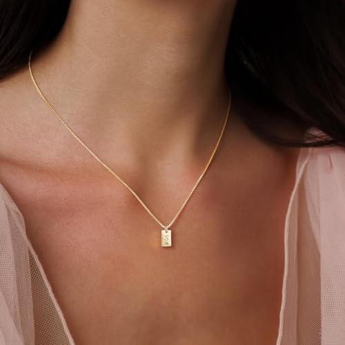 Initial Necklace for Women, Dainty 14K Letter Gold Necklace Choker Name Necklaces Simple custom Initial Necklaces for women Personalized gold Jewelry Gift - color: S