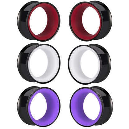 DOEARKO 6PCS Heart Shape Ear Tunnels Plugs Stainless Steel Hollow Double Flared Ear Gauges Tunnels Stretcher Body Piercing Earring Jewelry for Women Men 8mm-19mm - color: 3P-B, size: 8 mm