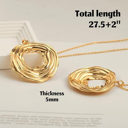PEARLADA 18k Gold Plated Chain Long Necklace, Boho Sweater Necklace for Women, Geometric Pendant Y Necklace - color: Swirl