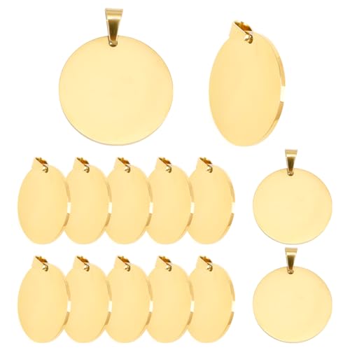 Blanks Metal Charms Stainless Steel Engraving Blanks 1" Circle Blank Pendant Stamping Tags With Hole for Necklace Pet Collar ID Name Tags Jewelry Making - color: Gold Round