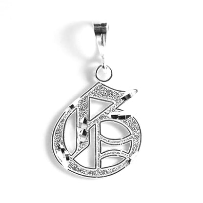 Personalized Gothic Old English Sterling Silver Initial A-Z Pendant. - style: G