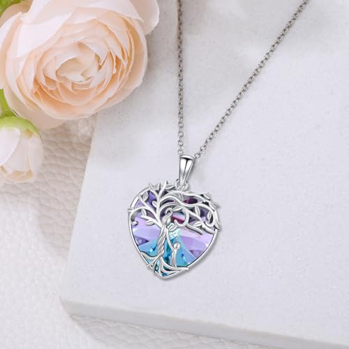925 Sterling Silver Necklace Gifts for Women Crystal/Opal Jewelry Pendant Christmas Birthday Gift - style: 1 Child