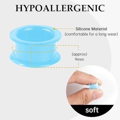 20Pcs Silicone Ear Gauges 2G-25mm Flexible Ear Tunnels Gauges Soft Expander Stretching Ear Plugs Tunnels Black Earring Piercings Jewelry for Men Women - color: Thick Blue Silicone
